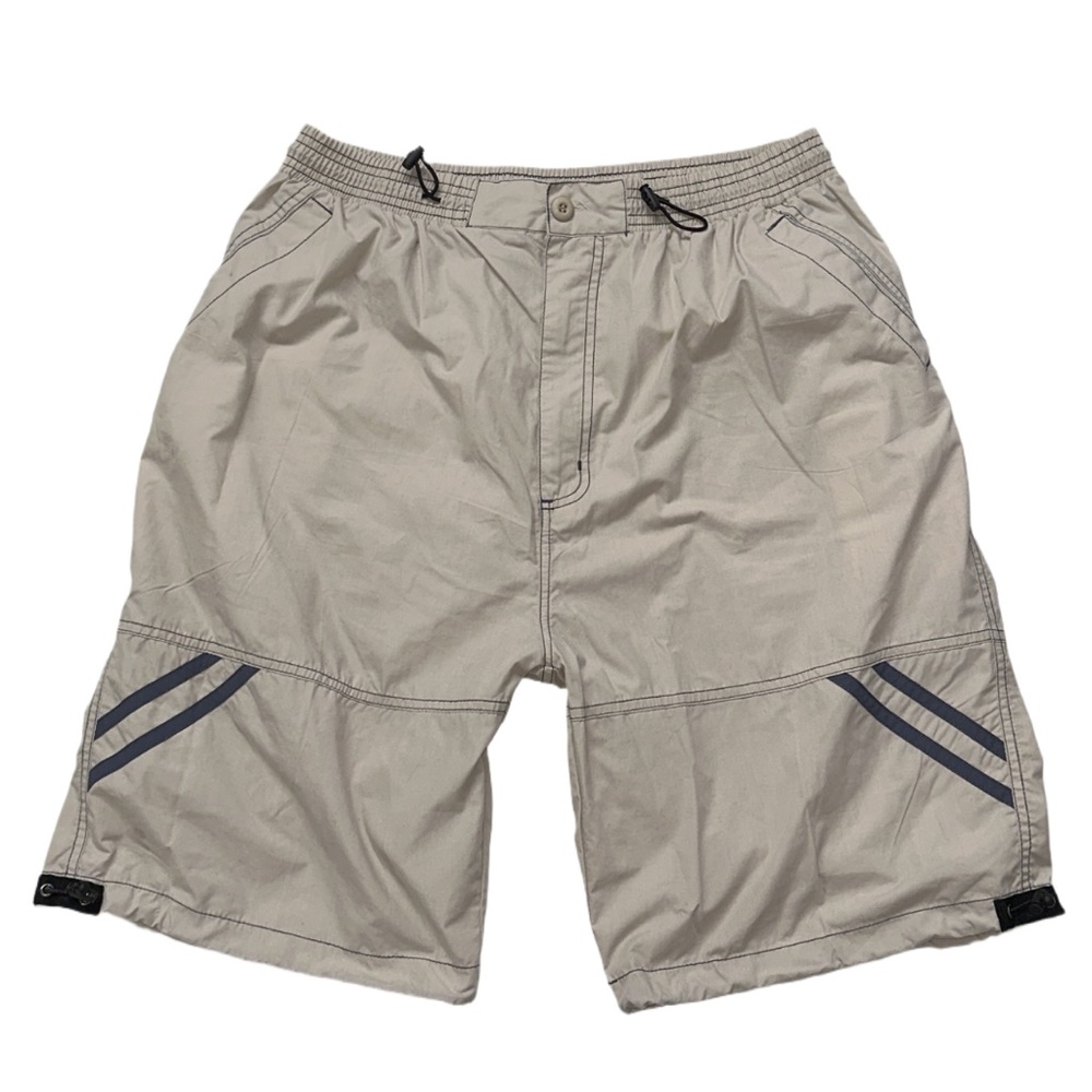 VTG TIMES PERFORMANCE men's beige rave style board shorts, 32".